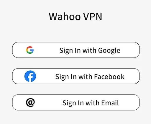 Schritt 2: Wahoo VPN-Anmeldeoptionsbildschirm